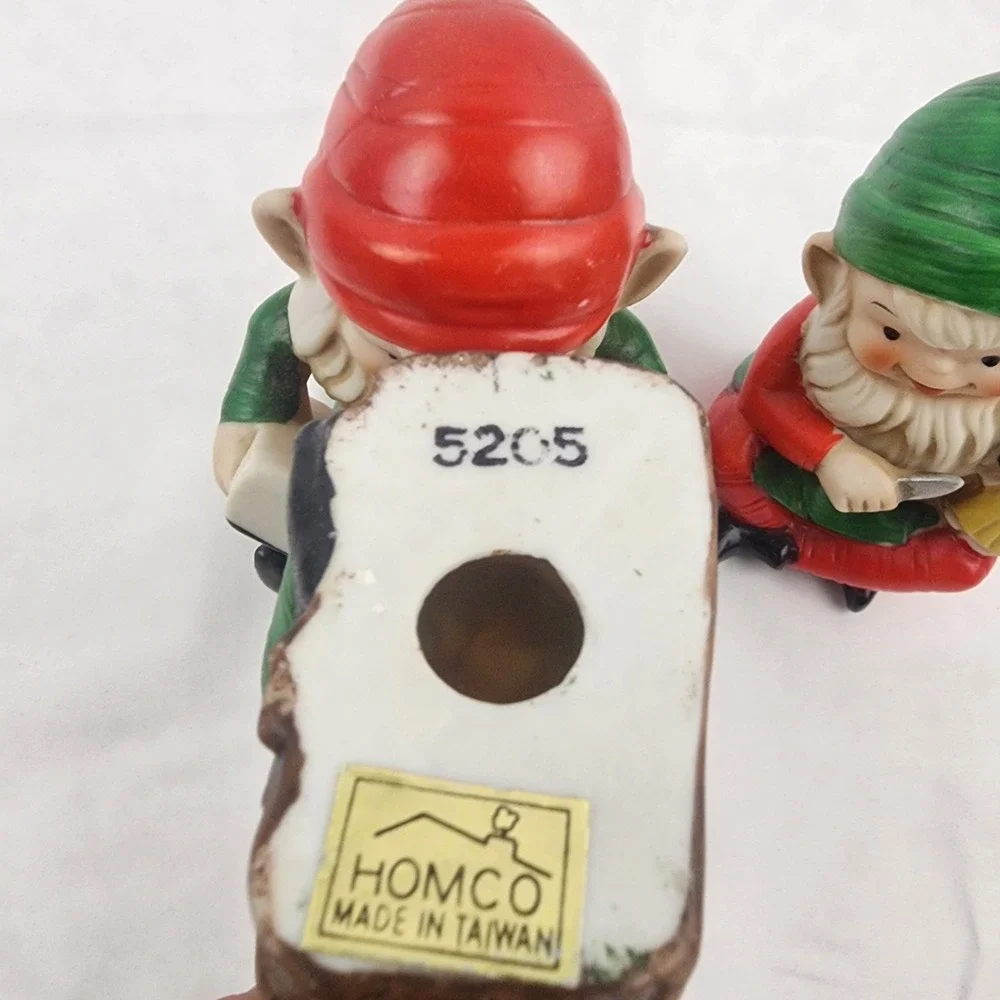 Vtg. Homco Christmas Elves Set of 3 Porcelain Figurines #5205 Taiwan Granny Core